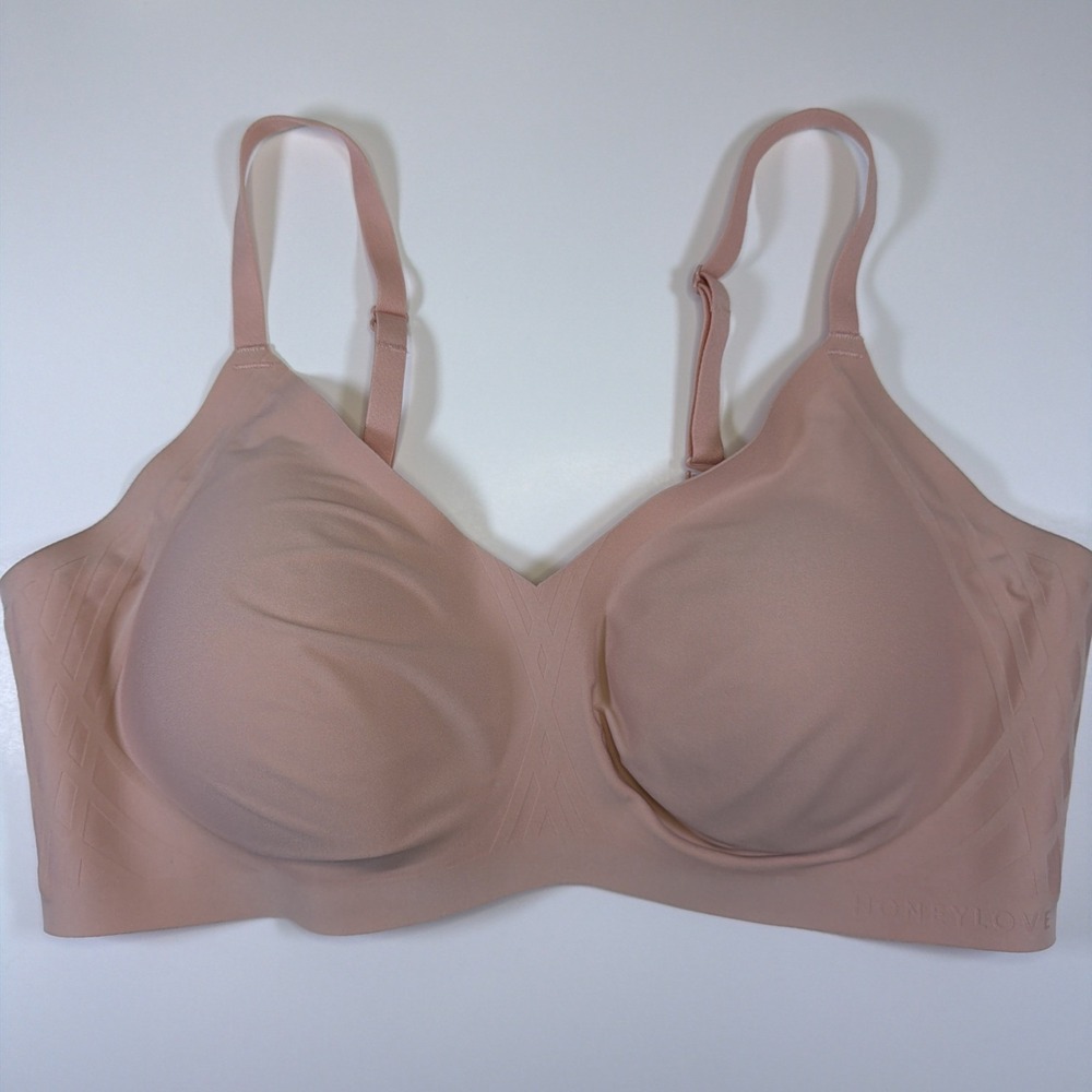 Honeylove Women's Size XL Silhouette Bra Wire Free LWBR0201 Beige Removable Pads